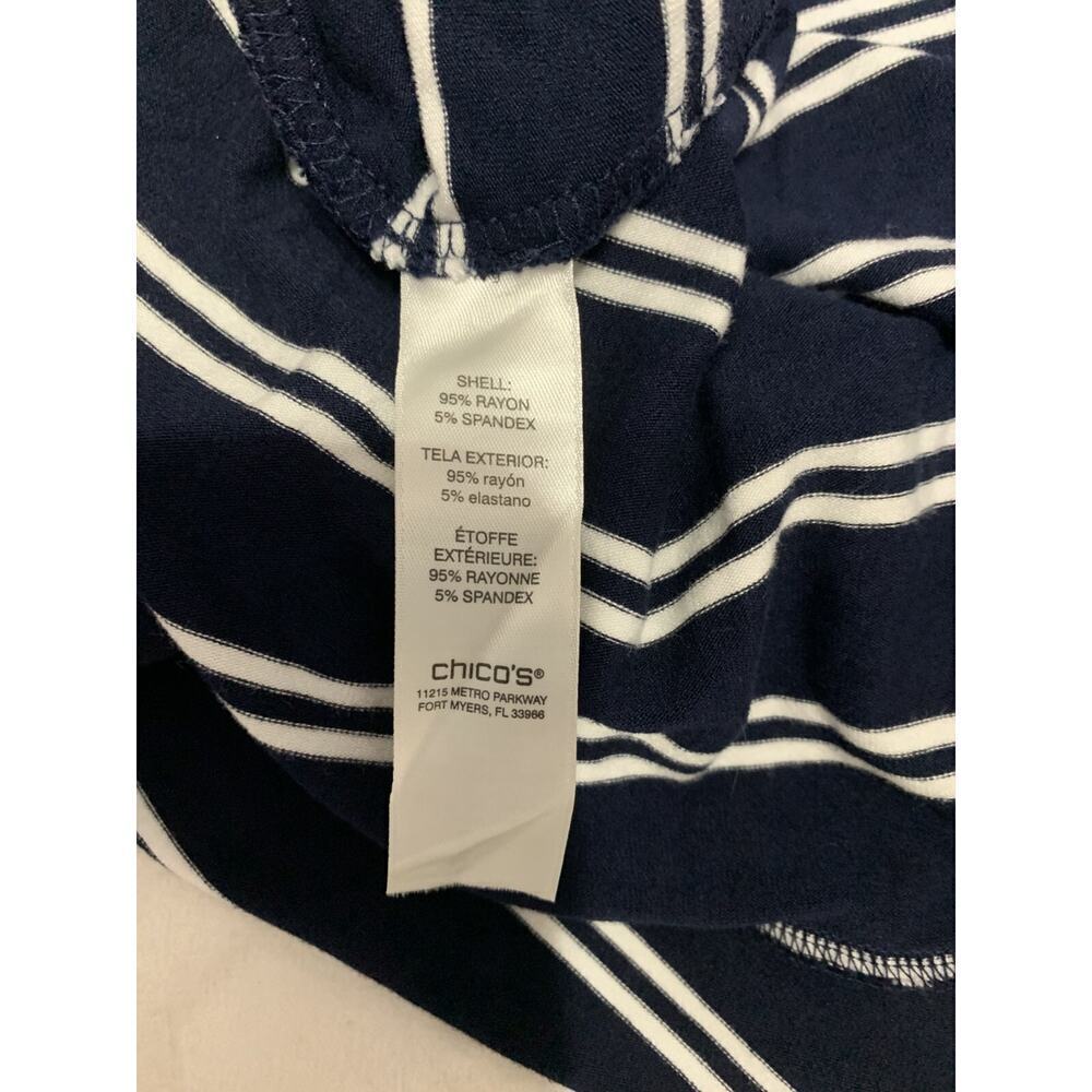 Chico's Striped Shift Dress Womens 3 (L) Navy White Asymmetrical Sleeveless - Picture 6 of 7